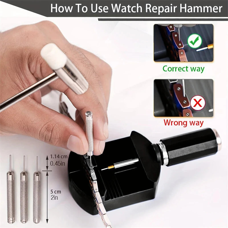 11pcs Watch Link Removal Tool Kit Watch Band Tool Chain Pin Remover Repair Tool Kit for Watch Band Adjustment Watch, Watch Bracelet Sizing And Watch Repair