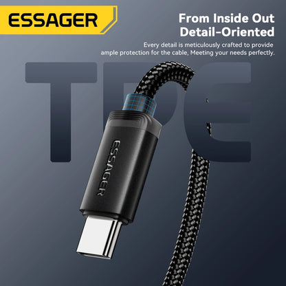 ESSAGER ES-X60 3A USB-A to Type-C Cable QC3.0 AFC FCP Fast Charging Data Transmission Copper Core Line 1M/2M Long for iPhone 16 15 15 Plus for Huawei Mate XT for Samsung Galaxy Z Flip6 for Xiaomi MIX Fold4