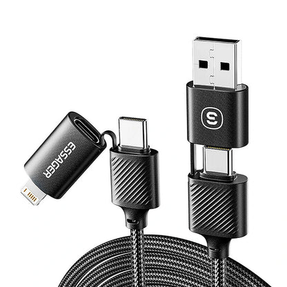 ESSAGER ES-X49 3A 65W USB-A/Type-C to Type-C/iP Cable Fast Charging Data Transmission Copper Core Line 1M Long for iPhone 15 14 13 for Huawei Mate60 Pro for Samsung Galaxy Z Flip4 for Xiaomi 13pro