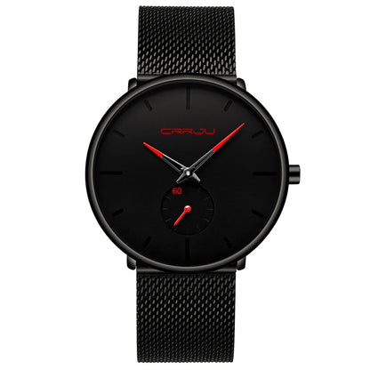 CRRJU Watches Men Simple Dial Bright Needle Wristwatch Waterproof Male Round Fashion Quartz Watch with a Box, Ideal Choice for Gifts