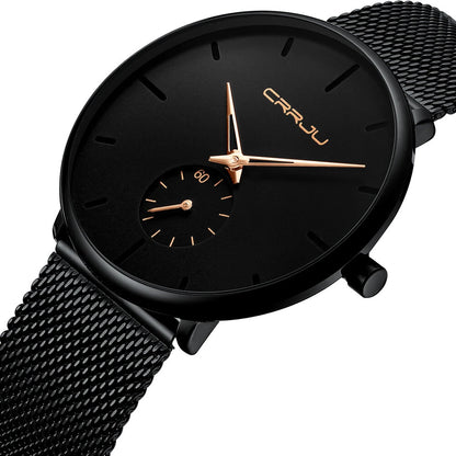 CRRJU Watches Men Simple Dial Bright Needle Wristwatch Waterproof Male Round Fashion Quartz Watch with a Box, Ideal Choice for Gifts