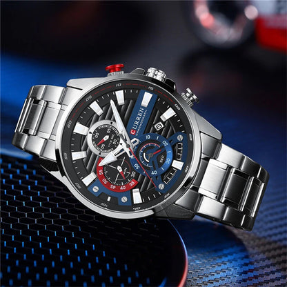 CURREN Chronograph Men's Business Sports Quartz Watch Casual Fashion Analog Calendar Wrist Watch Date Watch