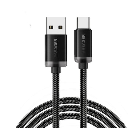 ESSAGER ES-X60 3A USB-A to Type-C Cable QC3.0 AFC FCP Fast Charging Data Transmission Copper Core Line 1M/2M Long for iPhone 16 15 15 Plus for Huawei Mate XT for Samsung Galaxy Z Flip6 for Xiaomi MIX Fold4