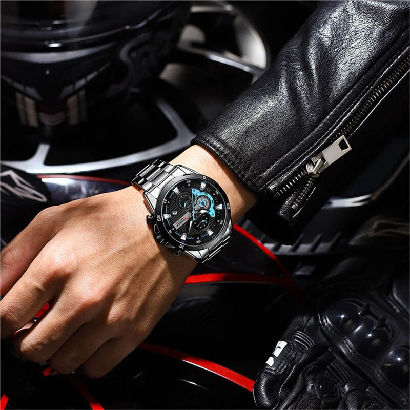 CURREN Fashion Men Stainless Steel Strap Quartz Watch Multi-function Chronograph Waterproof Wristwatch Fine Business Casual Men's Watches