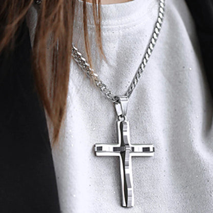 Cross Pendant Necklaces For Men Women Golden Silvery Stainless Steel Charm Chain Male Hip Hop Jewelry