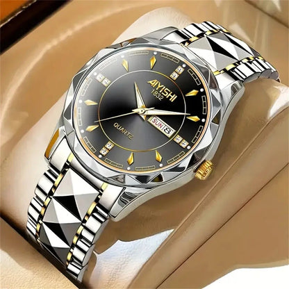 AIYISHI Men Watches Luxury Brand Luminous Waterproof Business Watch Stainless Steel Strap Quartz Watch