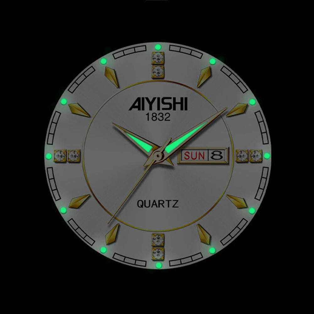 AIYISHI Men Watches Luxury Brand Luminous Waterproof Business Watch Stainless Steel Strap Quartz Watch