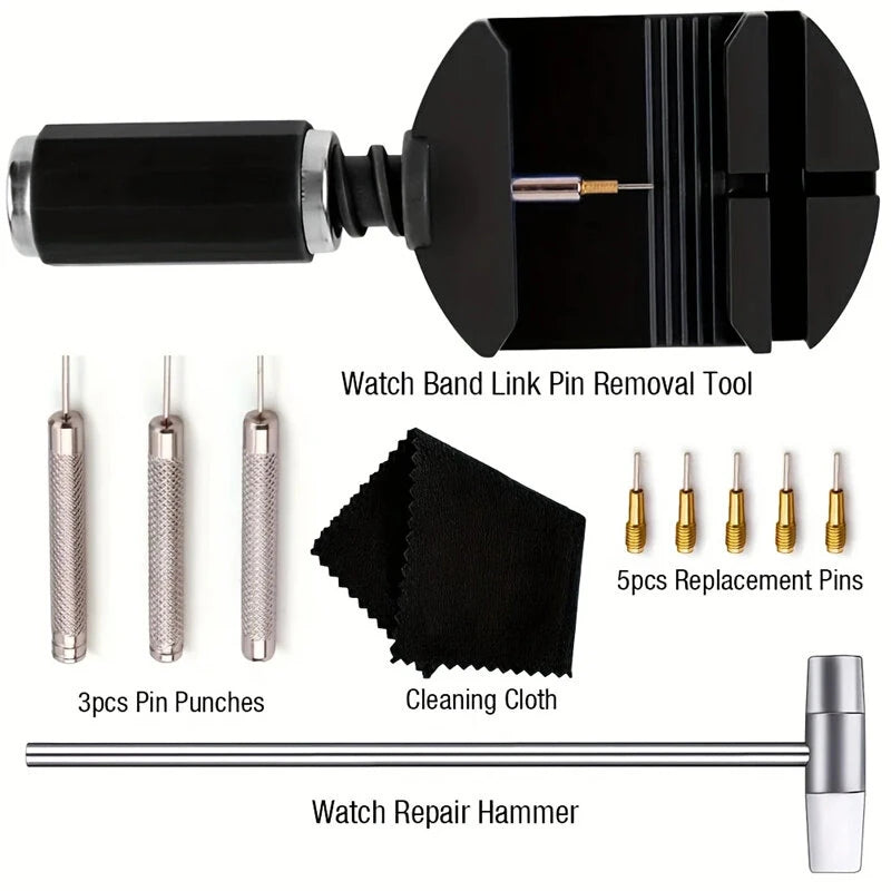 11pcs Watch Link Removal Tool Kit Watch Band Tool Chain Pin Remover Repair Tool Kit for Watch Band Adjustment Watch, Watch Bracelet Sizing And Watch Repair