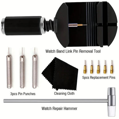 11pcs Watch Link Removal Tool Kit Watch Band Tool Chain Pin Remover Repair Tool Kit for Watch Band Adjustment Watch, Watch Bracelet Sizing And Watch Repair