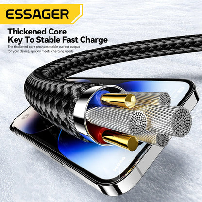 ESSAGER ES-X49 3A 65W USB-A/Type-C to Type-C/iP Cable Fast Charging Data Transmission Copper Core Line 1M Long for iPhone 15 14 13 for Huawei Mate60 Pro for Samsung Galaxy Z Flip4 for Xiaomi 13pro