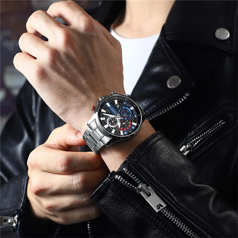 CURREN Chronograph Men's Business Sports Quartz Watch Casual Fashion Analog Calendar Wrist Watch Date Watch